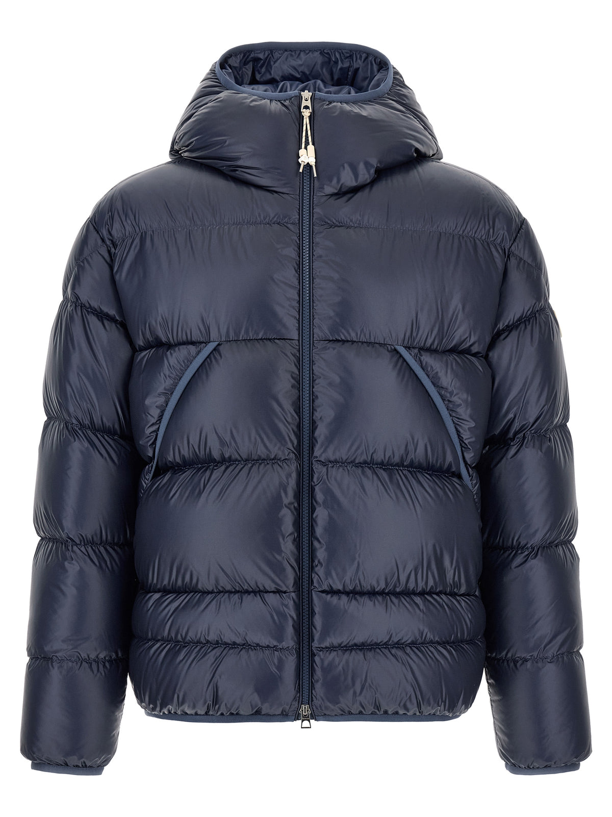Moncler Blaue Polyamid-Jacke in voller Länge