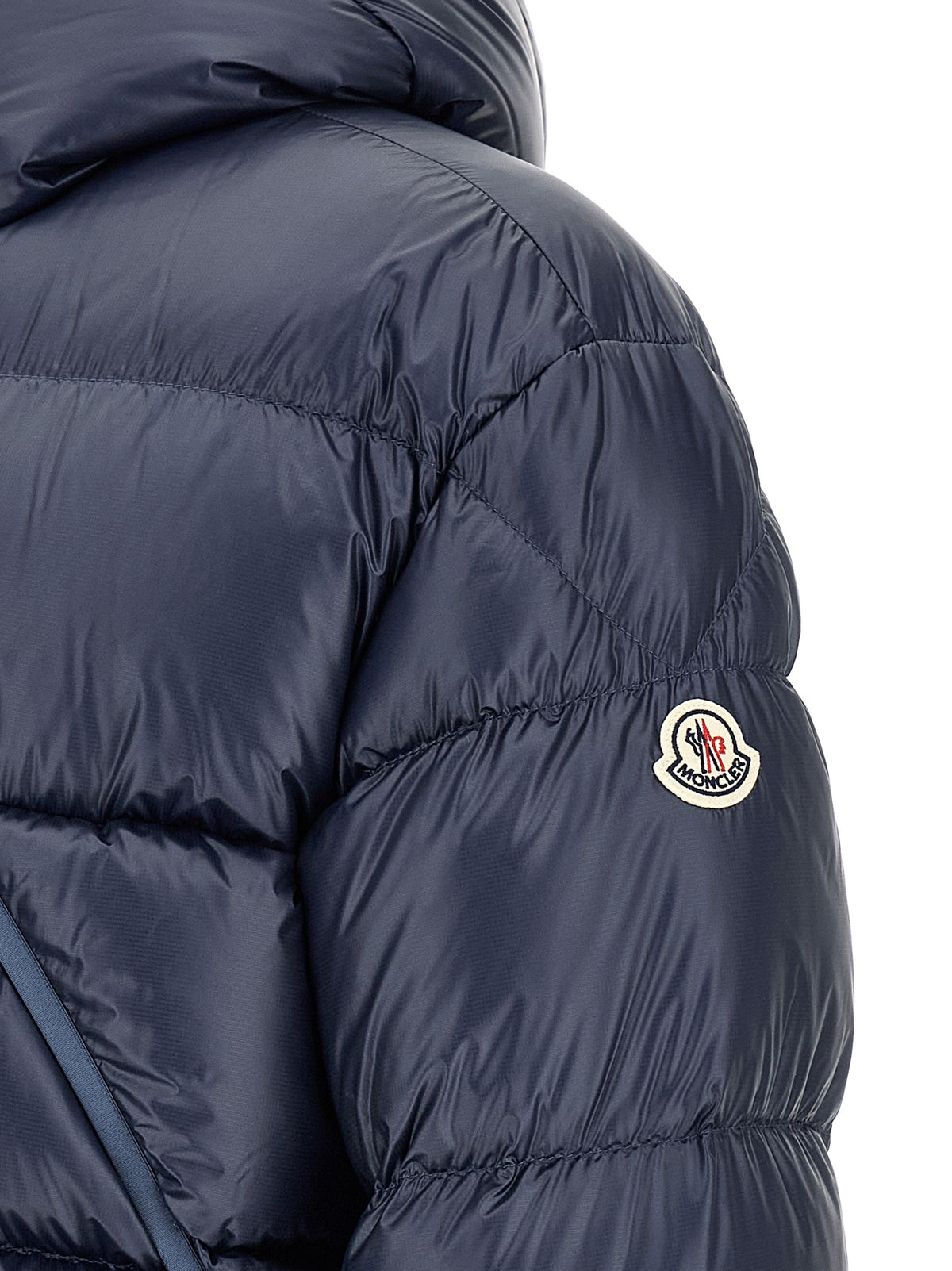 Moncler Blaue Polyamid-Jacke in voller Länge