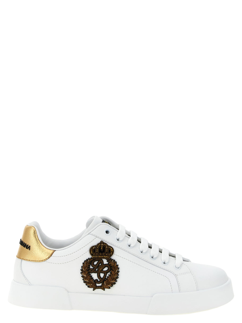 Dolce & Gabbana Gold Calfskin Low Top Sneakers