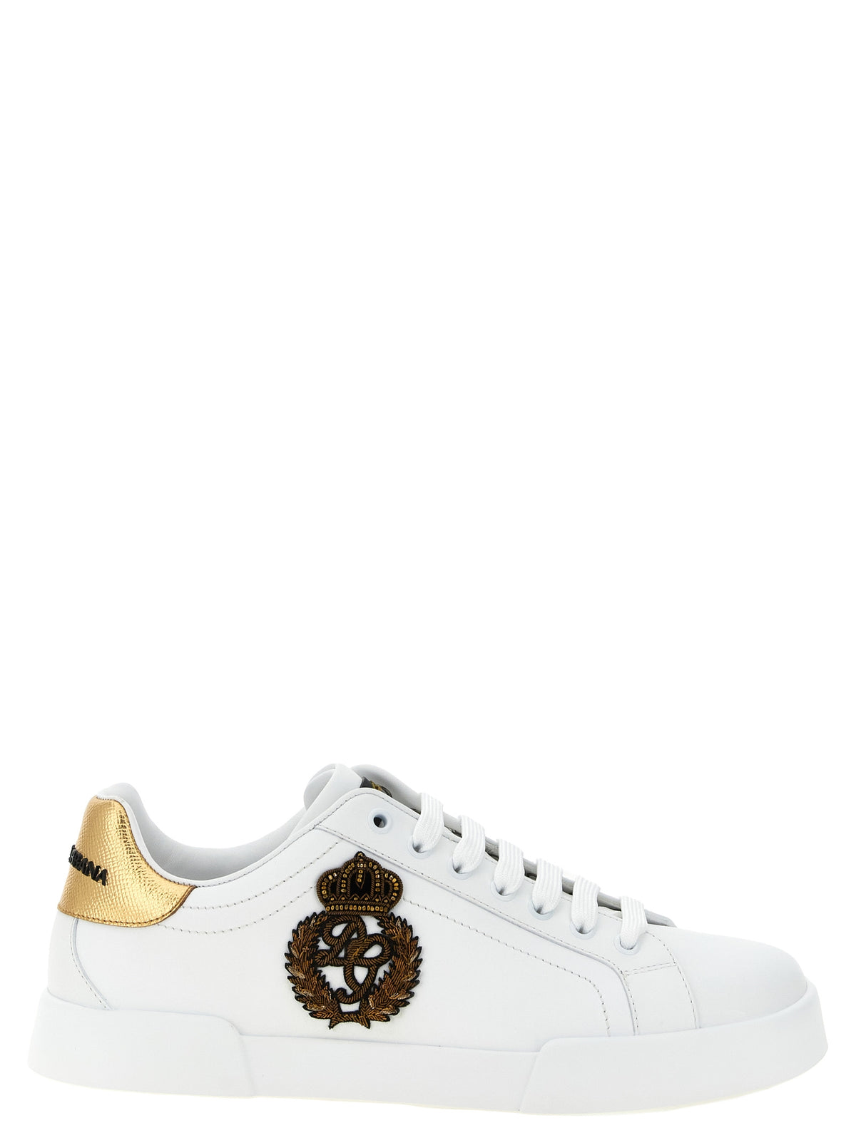 Dolce & Gabbana Goldene Kalbsleder Low Top Sneakers