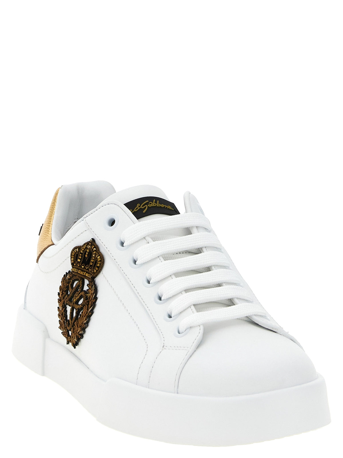 Dolce & Gabbana Goldene Kalbsleder Low Top Sneakers