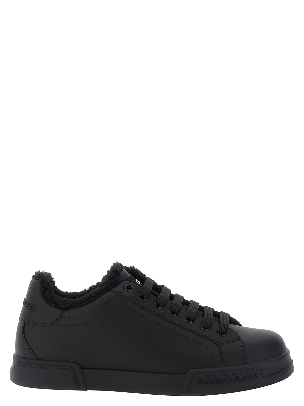 Dolce & Gabbana Schwarze Low-Top-Sneaker aus Kalbsleder