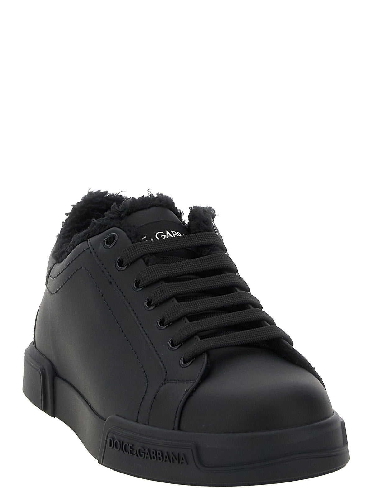 Dolce & Gabbana Schwarze Low-Top-Sneaker aus Kalbsleder