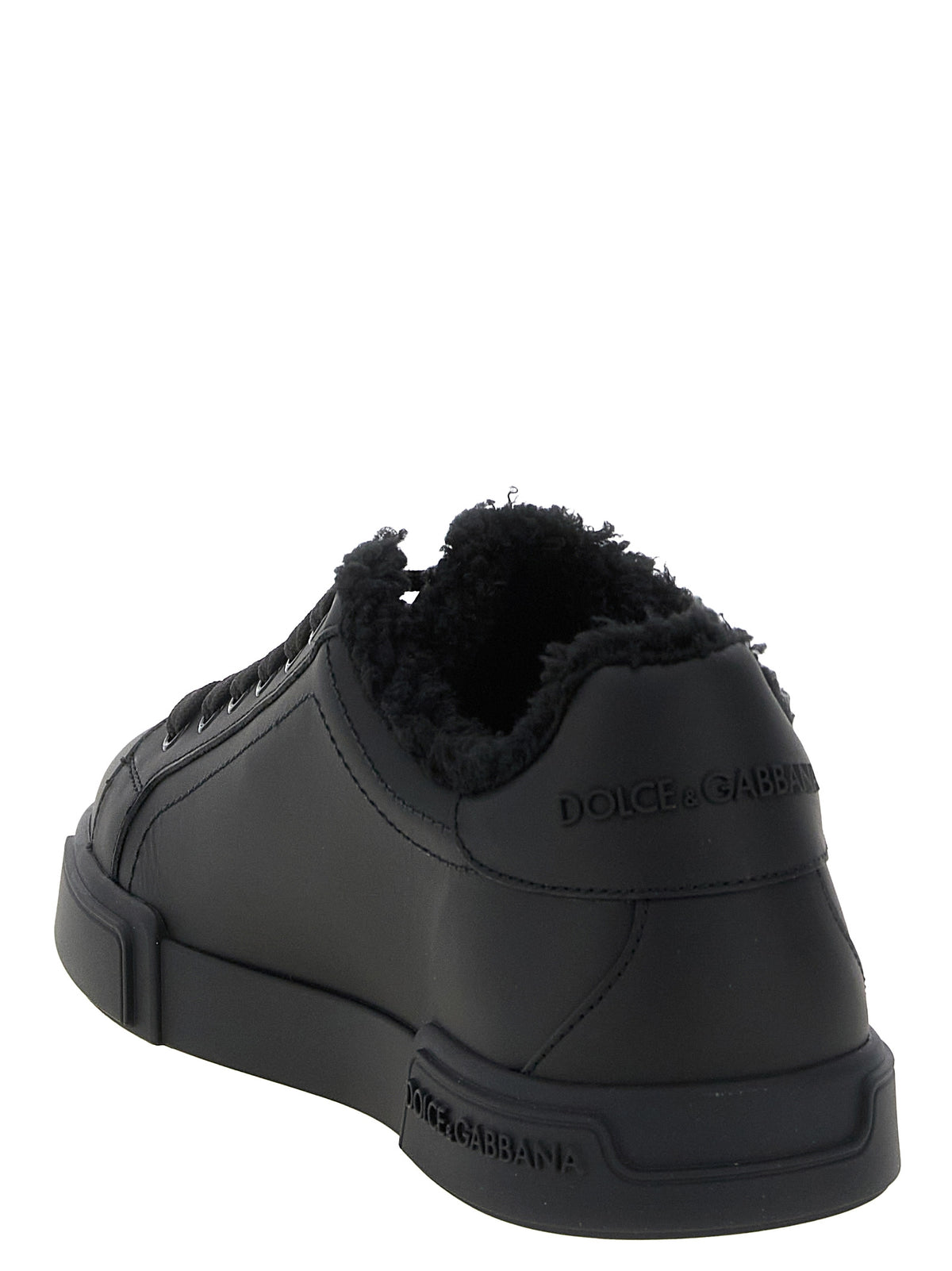 Dolce & Gabbana Schwarze Low-Top-Sneaker aus Kalbsleder