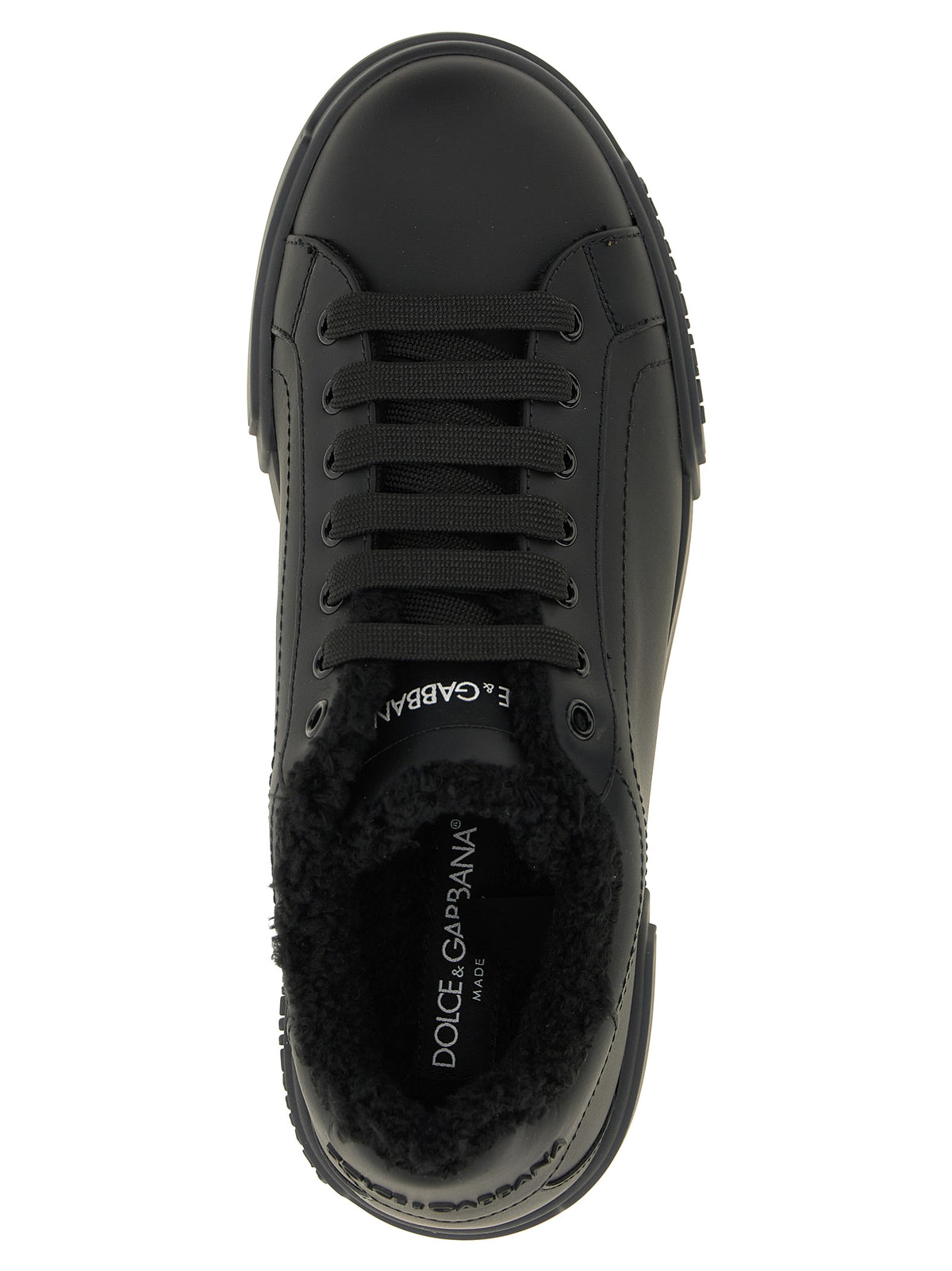 Dolce & Gabbana Schwarze Low-Top-Sneaker aus Kalbsleder