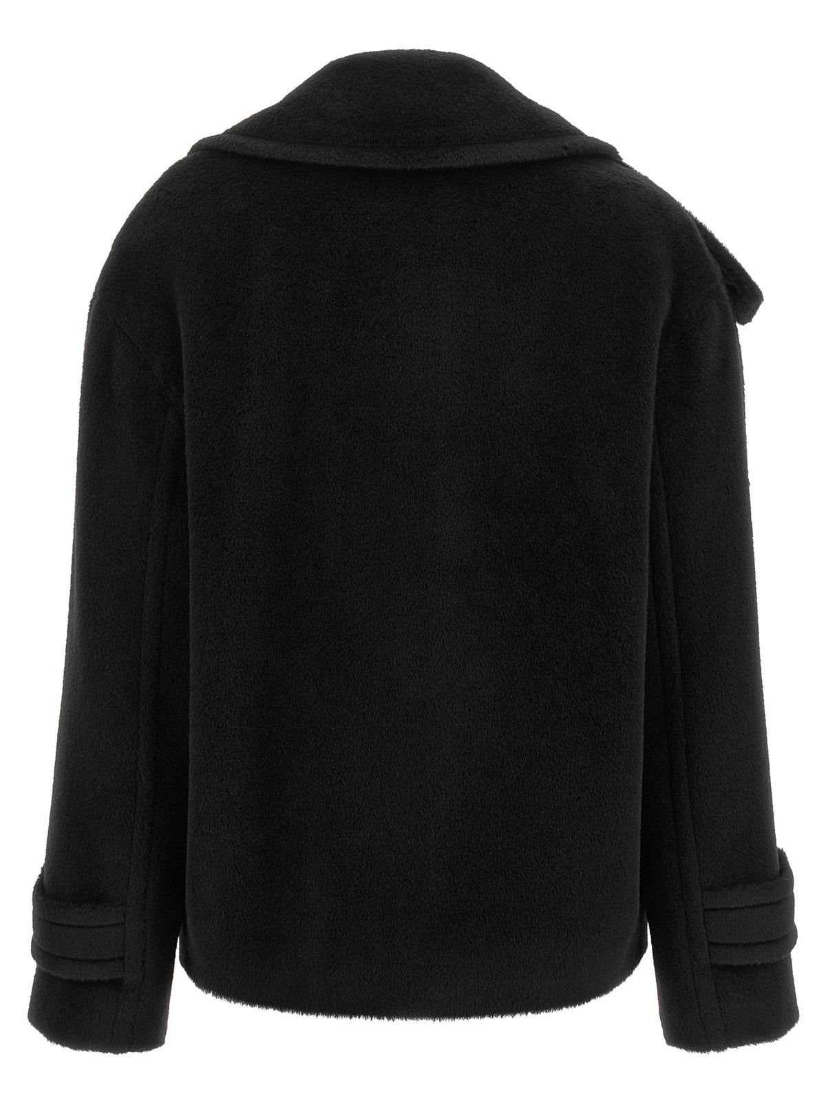Tagliatore Black Alpaca Leather Coat