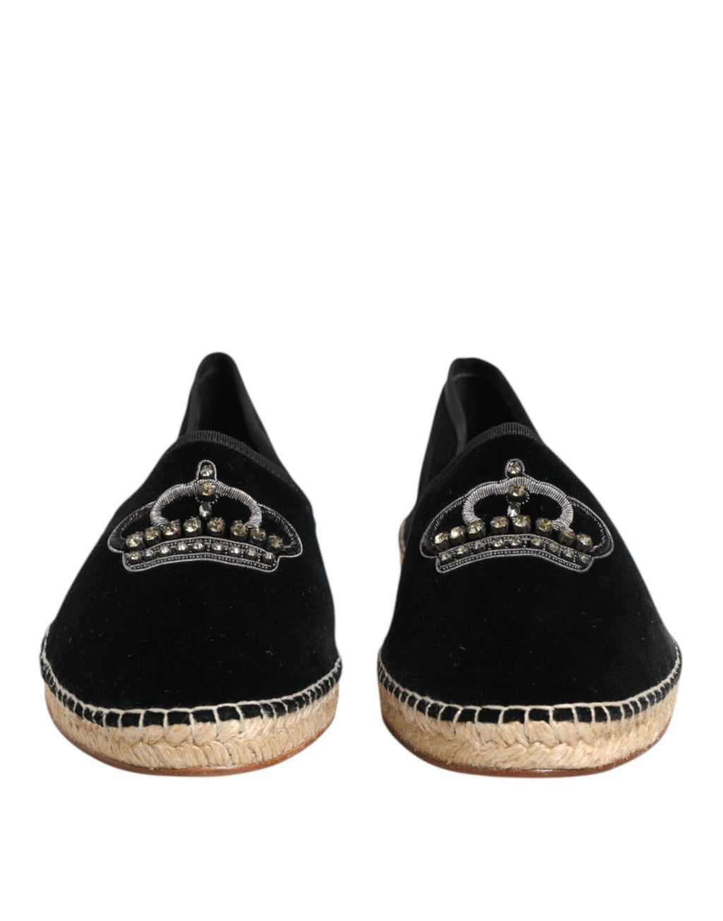 Dolce & Gabbana Schwarze bestickte Kronen-Espadrilles