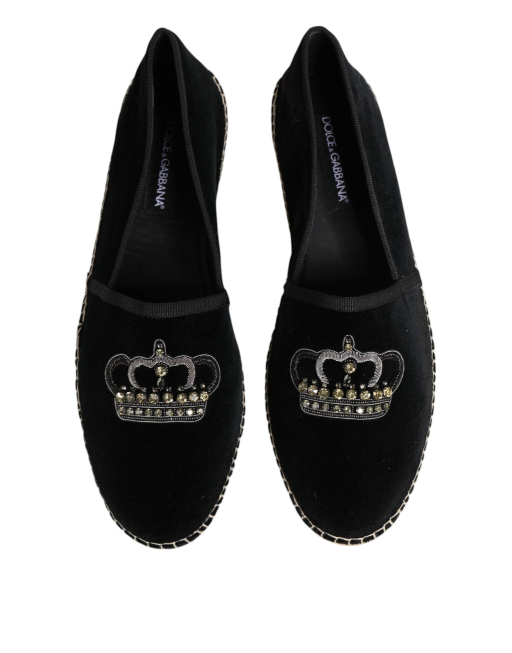 Dolce & Gabbana Schwarze bestickte Kronen-Espadrilles