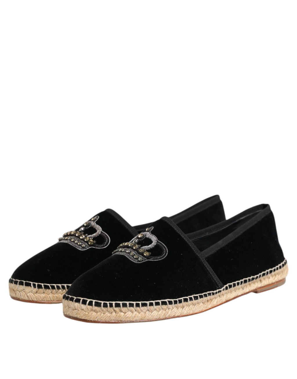 Dolce & Gabbana Schwarze bestickte Kronen-Espadrilles