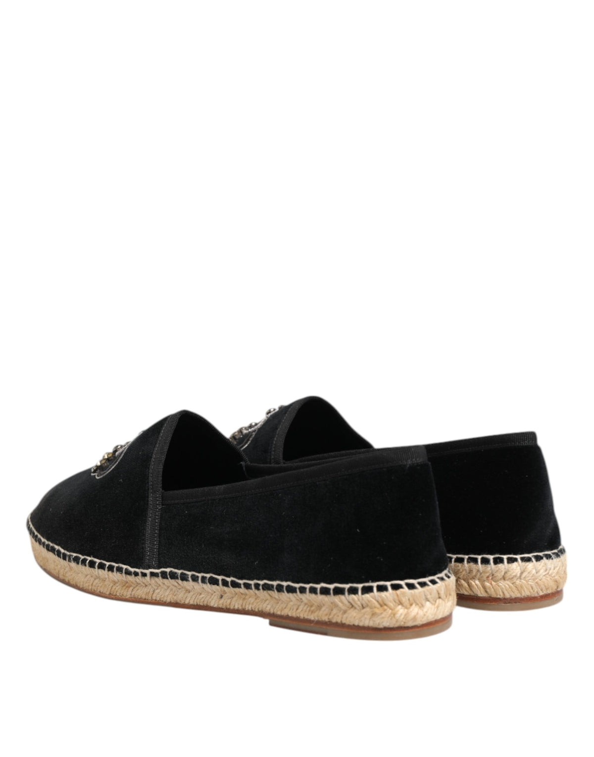 Dolce & Gabbana Schwarze bestickte Kronen-Espadrilles