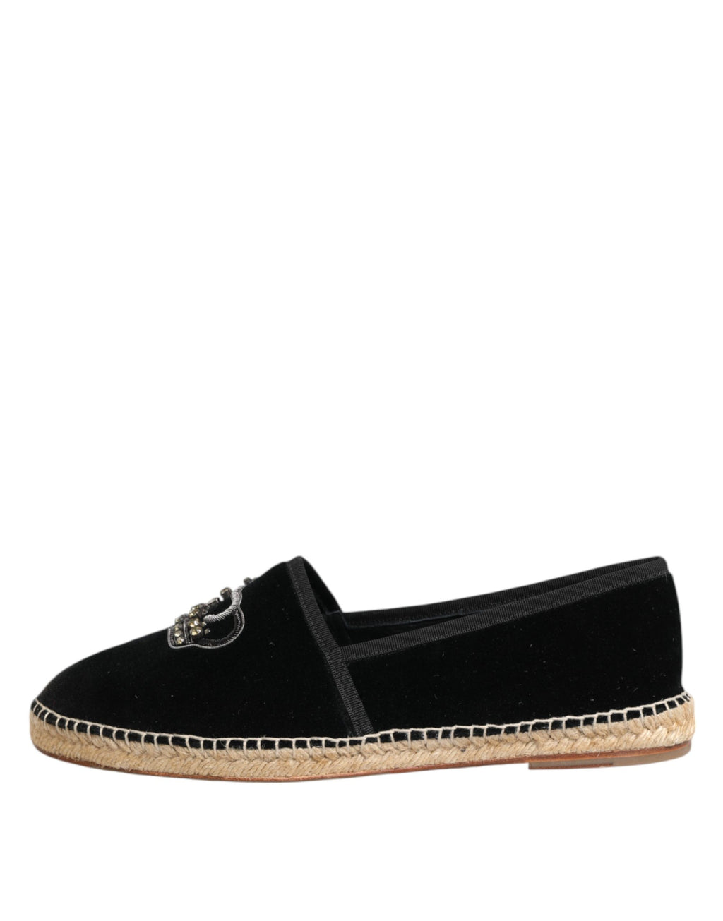 Dolce & Gabbana Schwarze bestickte Kronen-Espadrilles