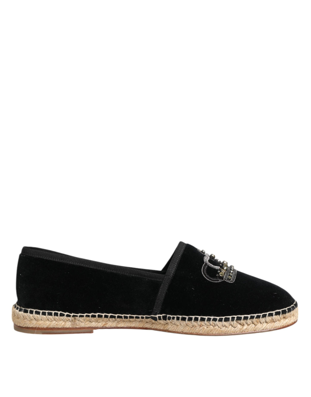 Dolce & Gabbana Schwarze bestickte Kronen-Espadrilles