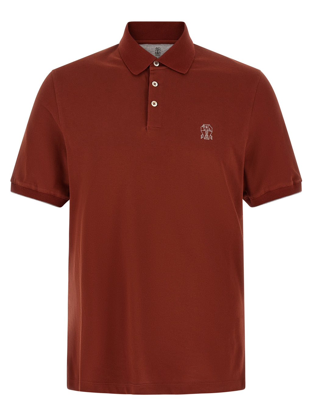 Brunello Cucinelli Rotes Baumwoll-Polohemd