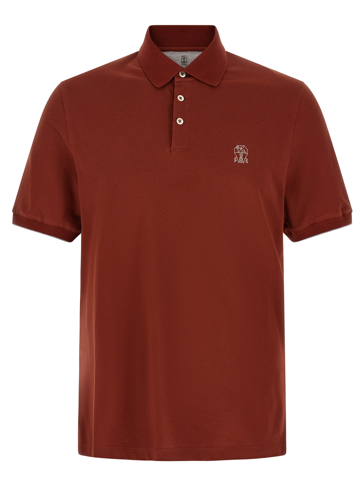 Brunello Cucinelli Rotes Baumwoll-Polohemd