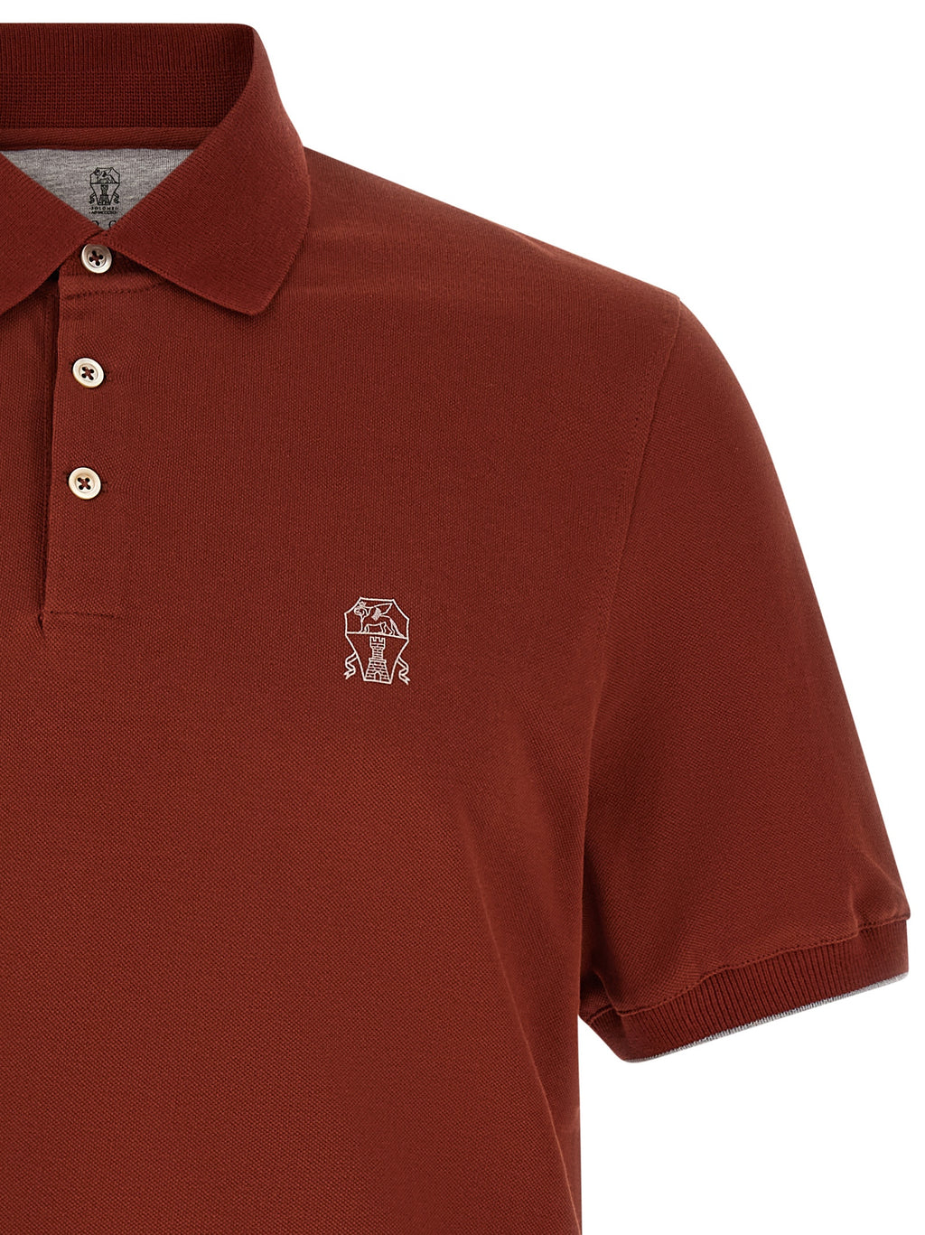 Brunello Cucinelli Rotes Baumwoll-Polohemd