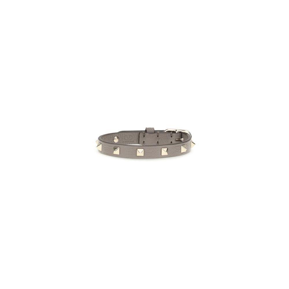 Valentino Garavani Gray Calf Leather Bos Taurus Bracelet
