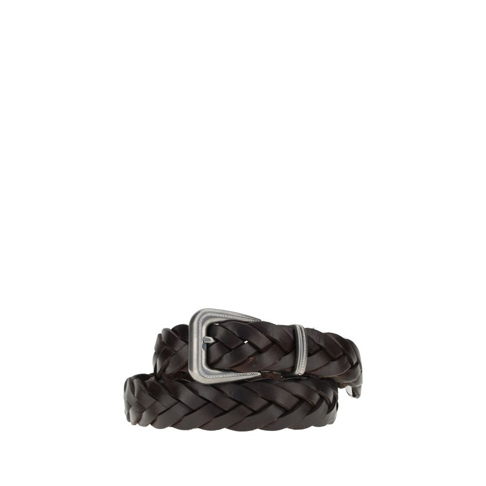 Ceinture Brunello Cucinelli en cuir de veau marron Bos Taurus