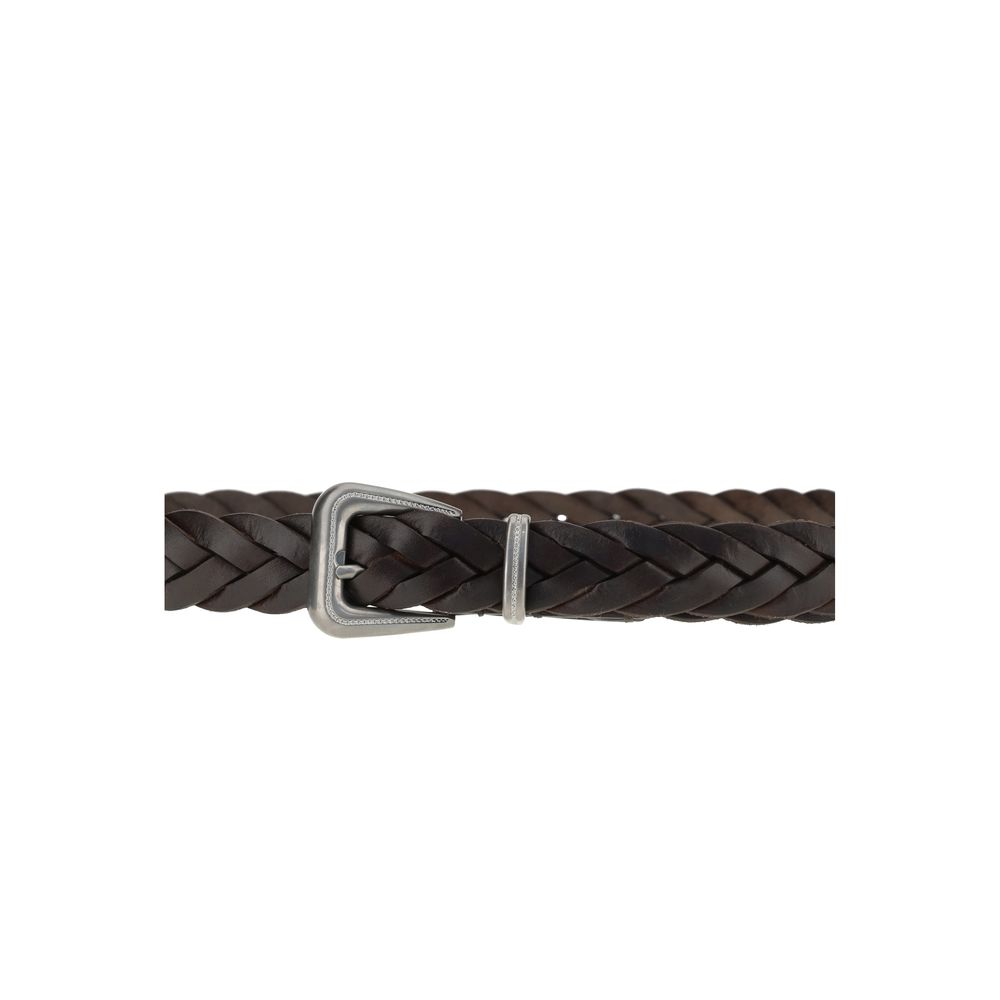 Ceinture Brunello Cucinelli en cuir de veau marron Bos Taurus