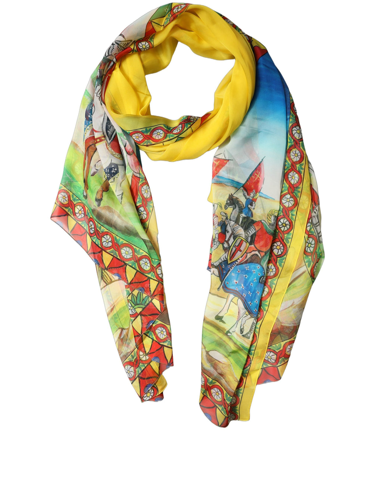 Dolce & Gabbana Multicolor Silk Printed Shawl Stole Scarf