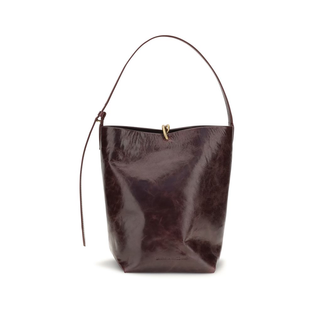 Sac seau Benedetta Bruzziches en cuir de veau bordeaux Bos Taurus