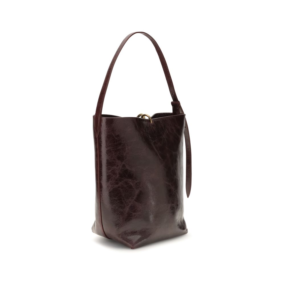 Sac seau Benedetta Bruzziches en cuir de veau bordeaux Bos Taurus