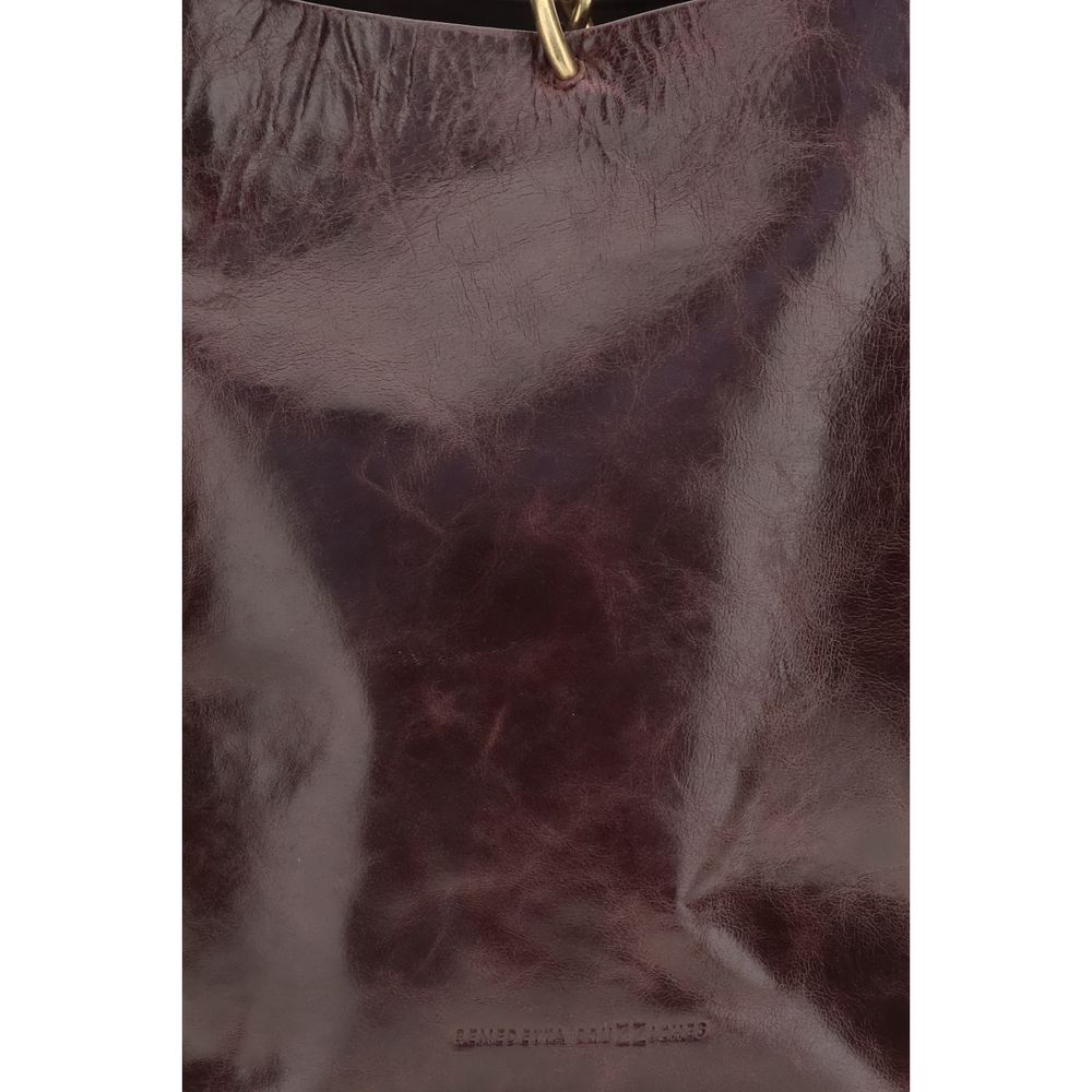 Sac seau Benedetta Bruzziches en cuir de veau bordeaux Bos Taurus