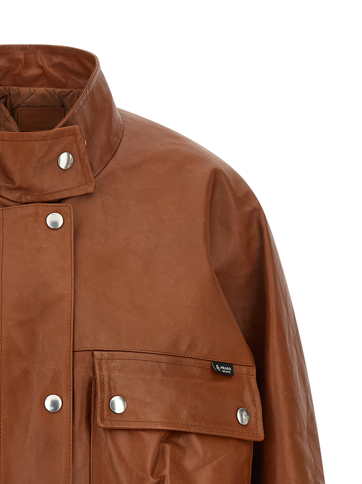 Prada Brown Calfskin Leather Jacket