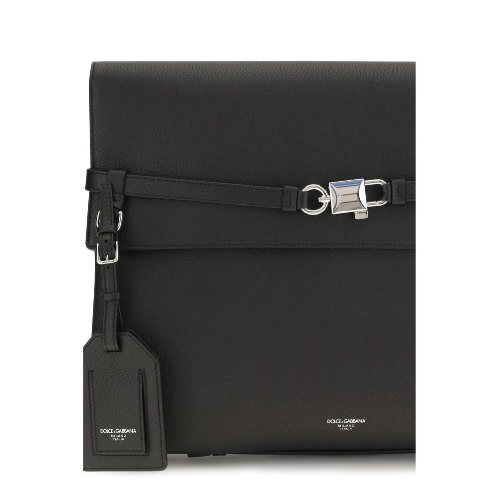 Dolce & Gabbana Black Calf Leather Bos Taurus Shoulder Bag