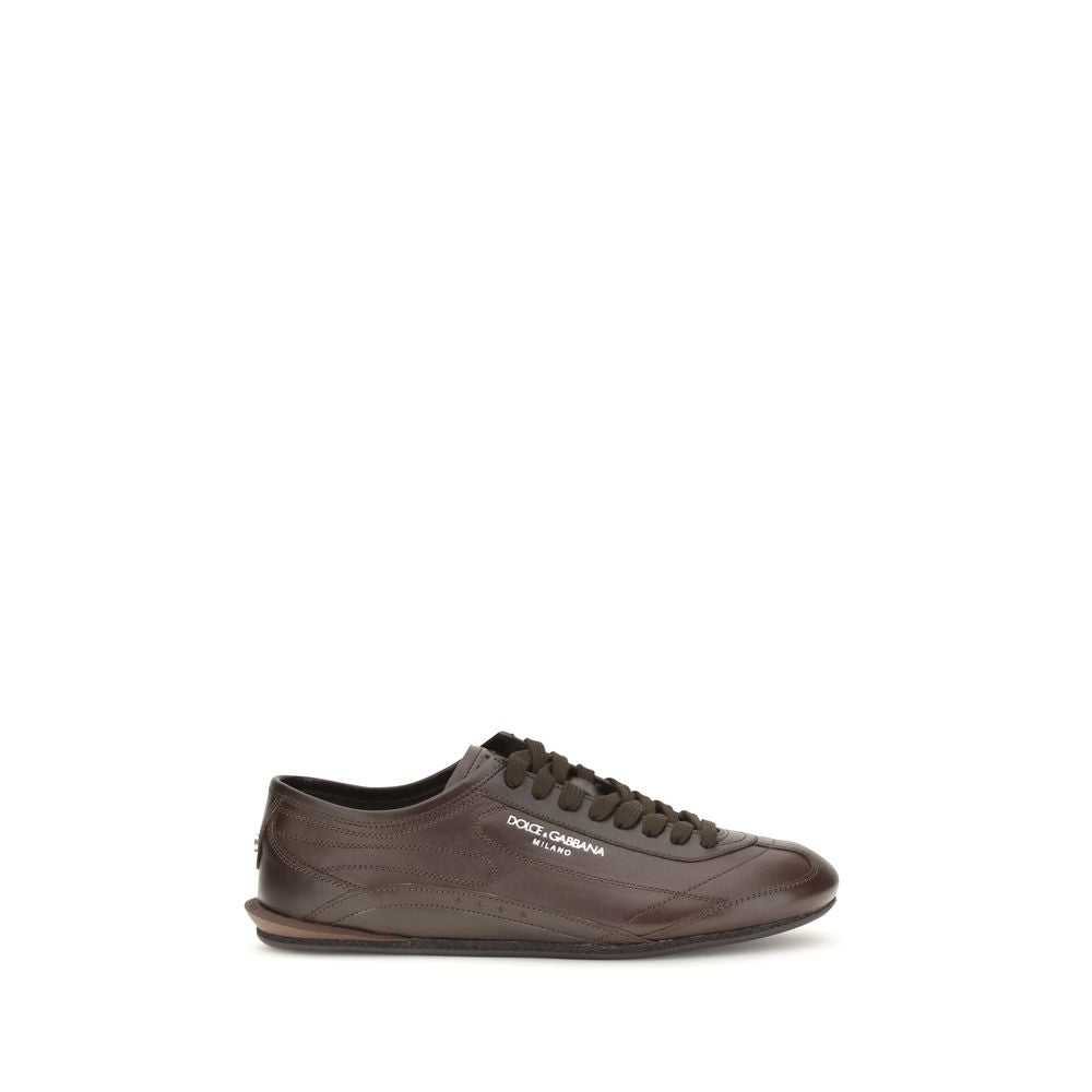 Dolce & Gabbana Brown Calf Leather Bos Taurus Low Top Sneakers
