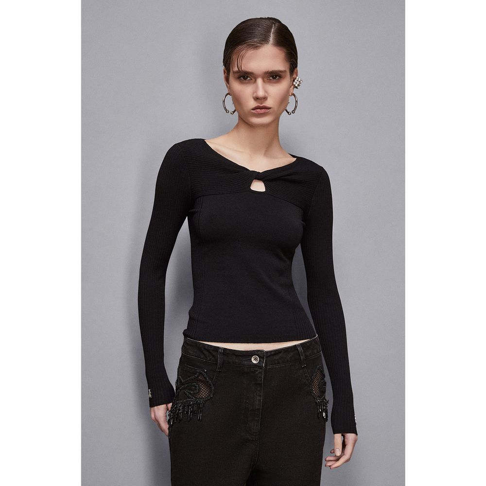Patrizia Pepe Black Viscose Sweatshirt