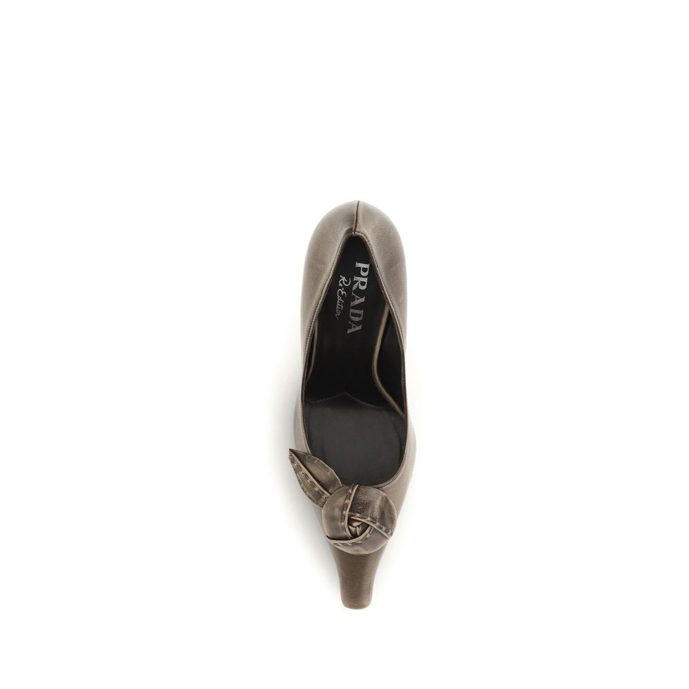 Prada Brown Calf Leather Bos Taurus High Heel Pumps
