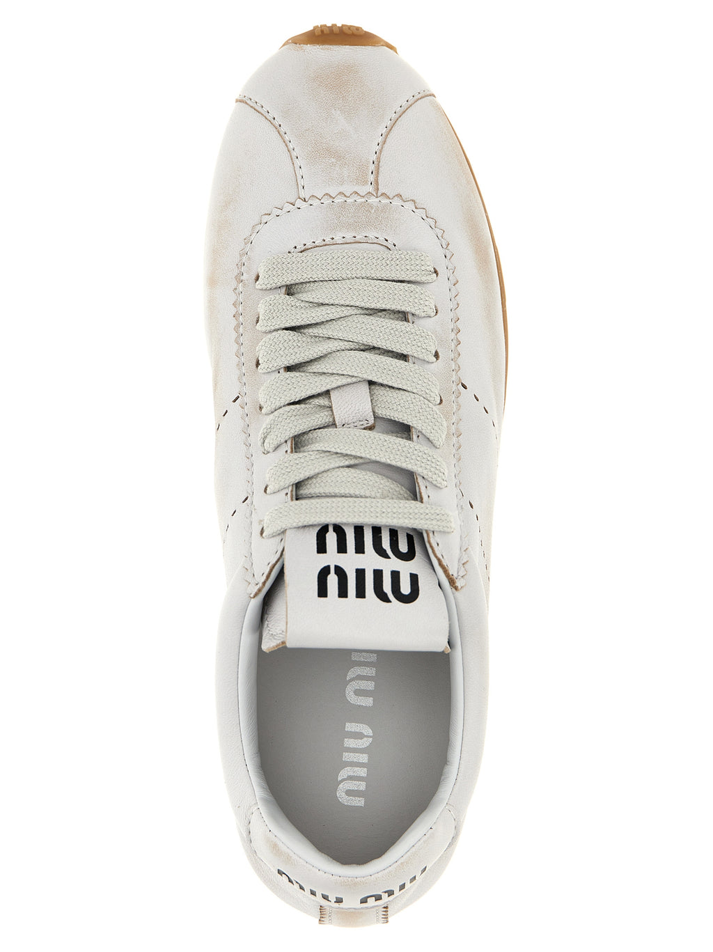 Miu Miu White Calfskin Low Top Sneakers