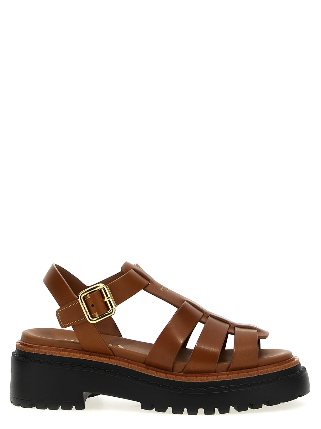 Prada Brown Calfskin Flat Sandals