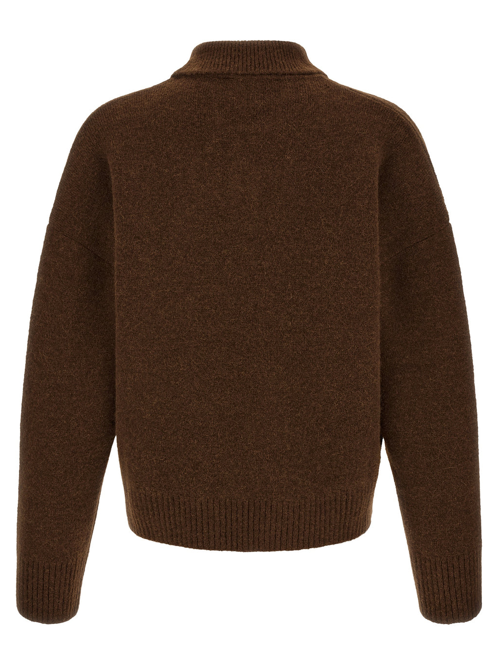 Ami Paris Brown Alpaca Leather Polo Shirt