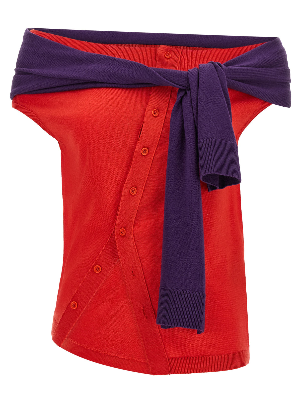 J.W.Anderson Red Wool Sleeveles T-Shirt