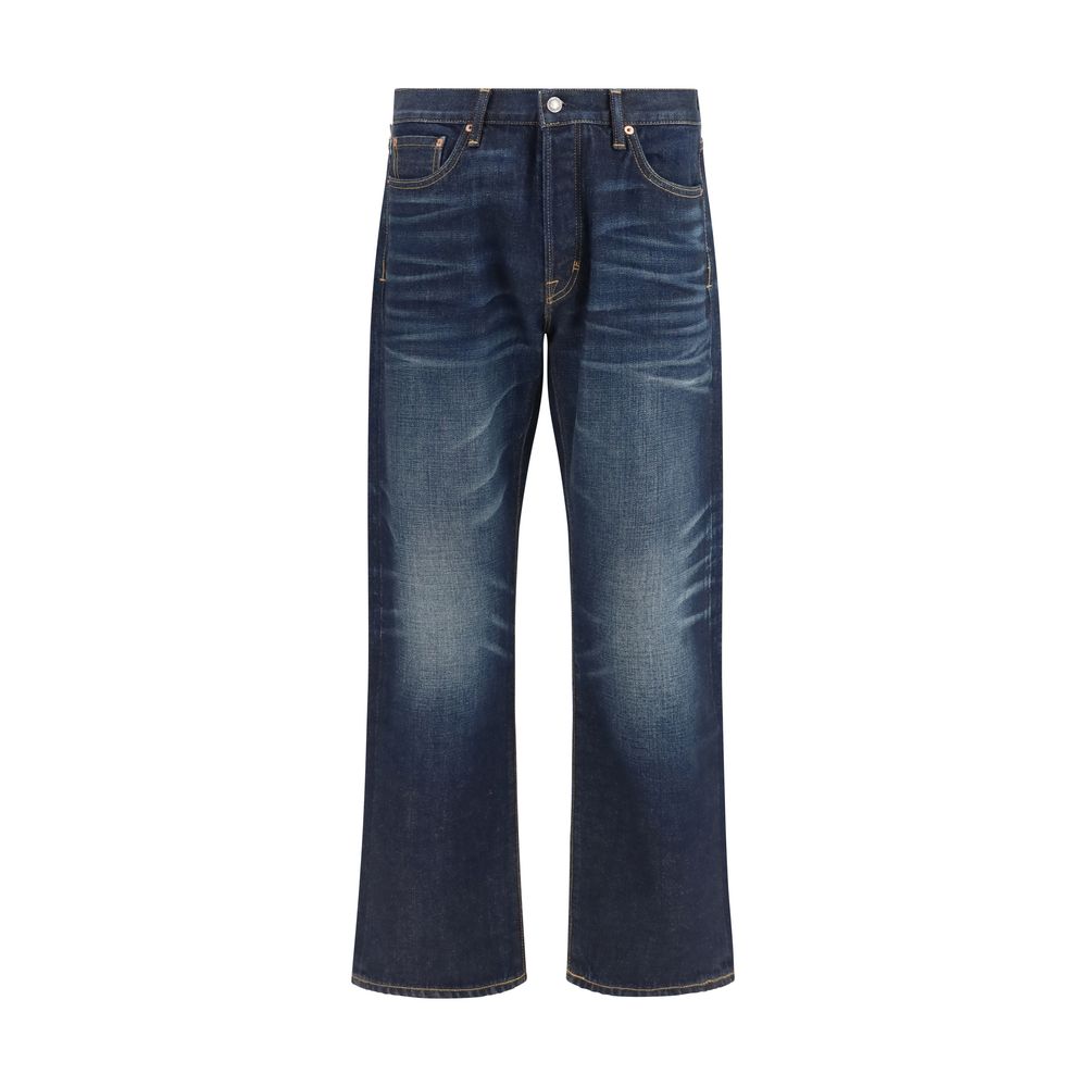 Tom Ford Blue Cotton Straight-Leg Jeans