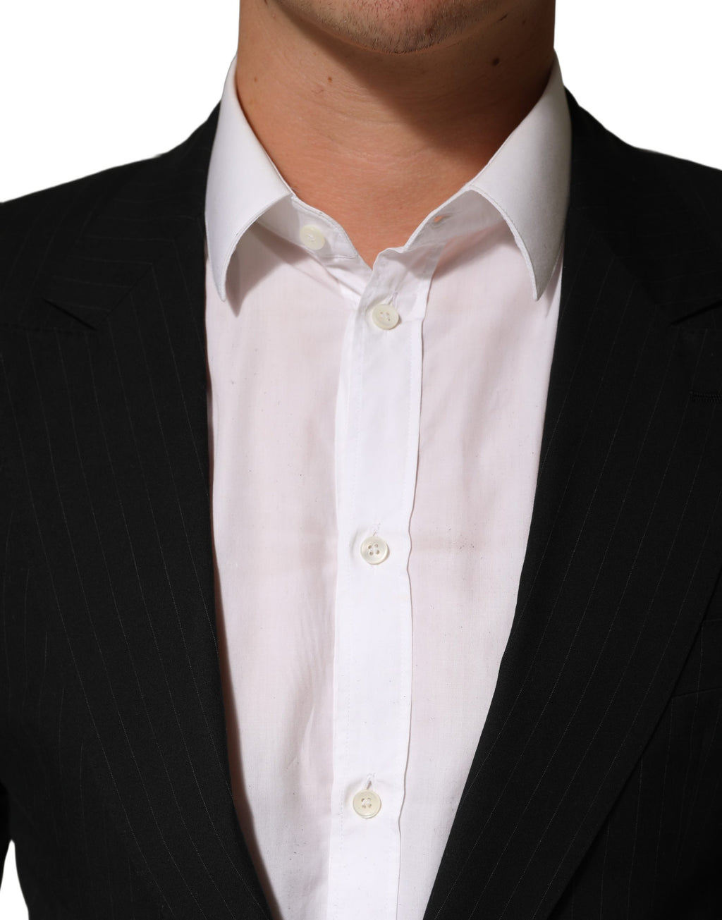 Dolce & Gabbana Black Pinstripe Men Single Breasted Jacket