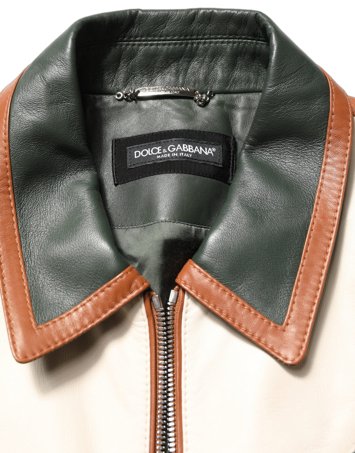 Dolce & Gabbana Multicolored Leather Full Zip Men Jacket