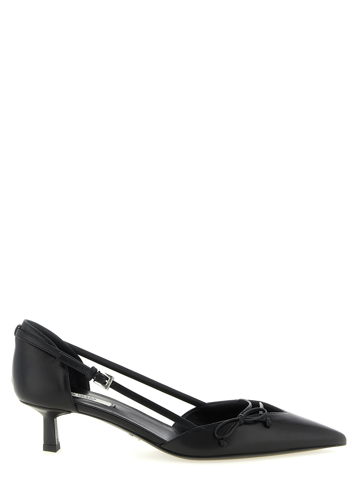 Prada Black Goatskin Mid Heel Pumps