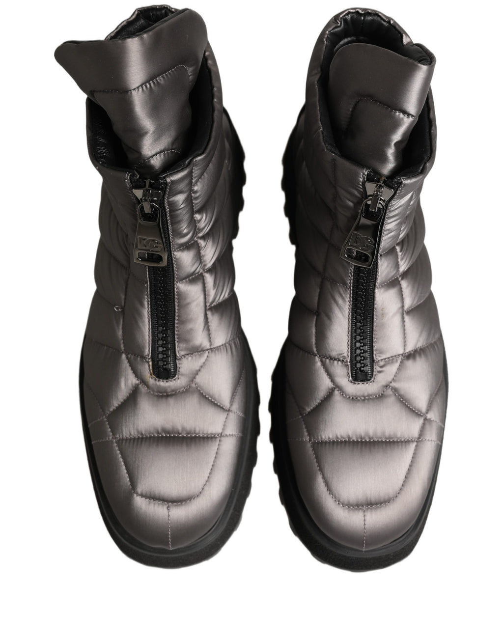 Dolce & Gabbana Silver Leather Quilted Men Ankle Boots Shoes