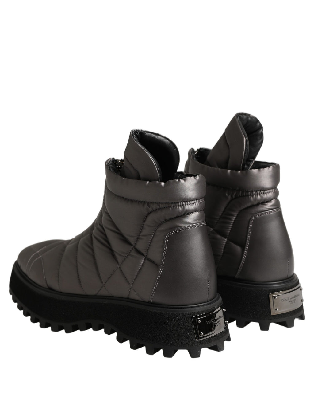 Dolce & Gabbana Silver Leather Quilted Men Ankle Boots Shoes