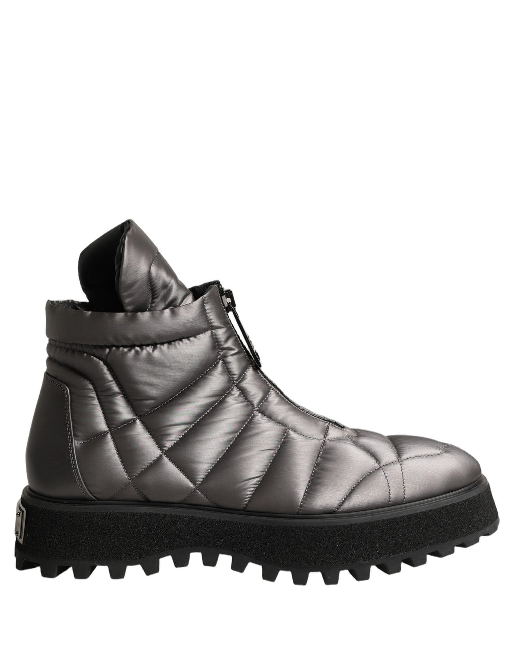 Dolce & Gabbana Silver Leather Quilted Men Ankle Boots Shoes