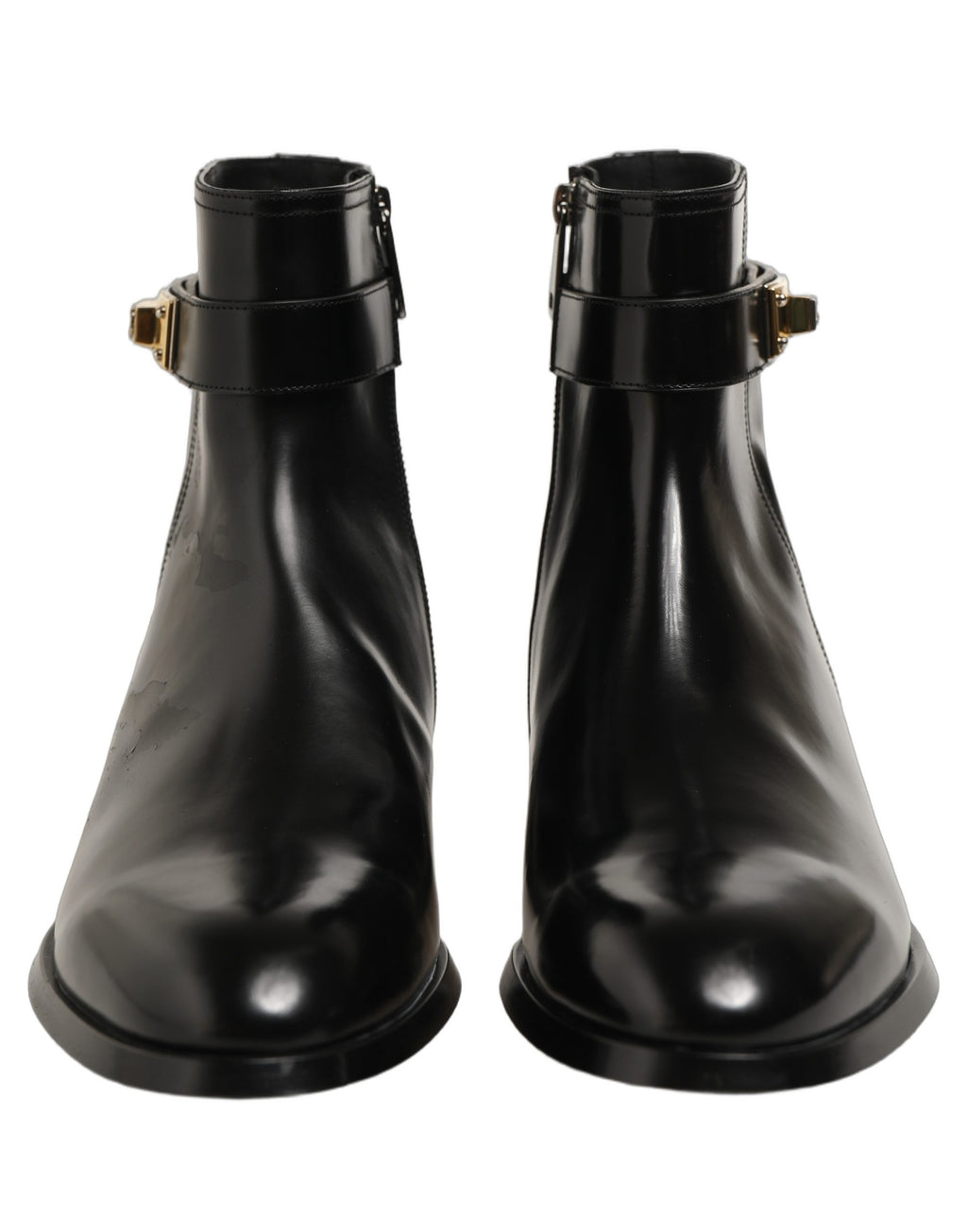 Dolce & Gabbana Black Leather Buckle Mid Calf Boots Shoes