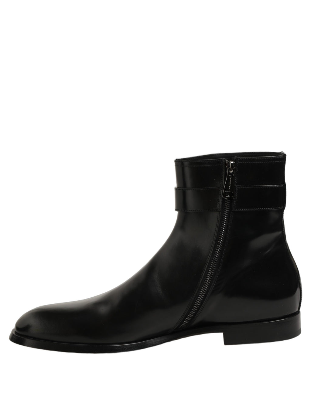 Dolce & Gabbana Black Leather Buckle Mid Calf Boots Shoes