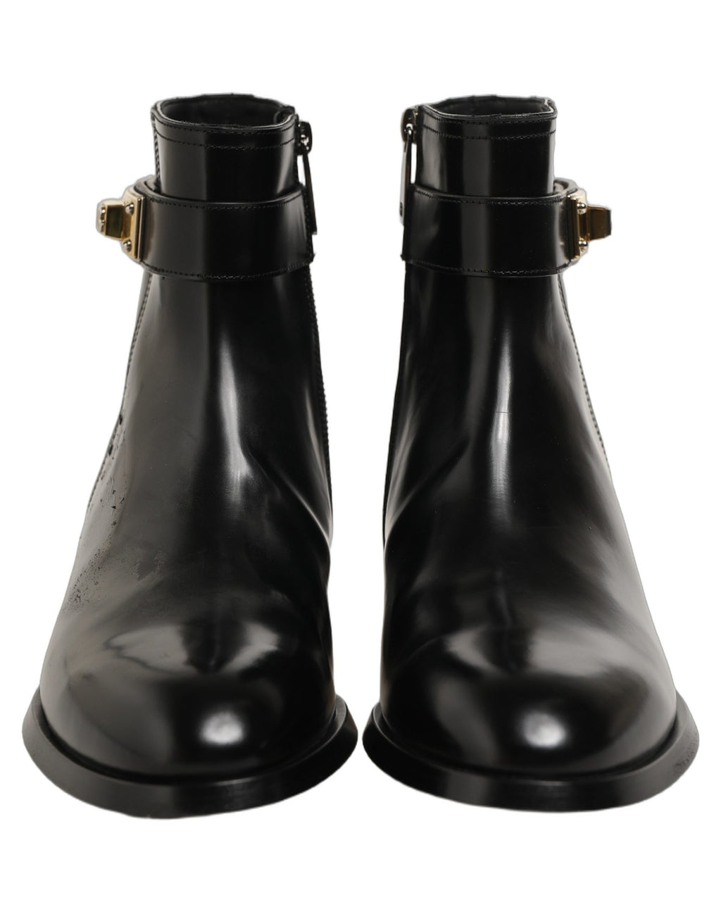 Dolce & Gabbana Black Leather Buckle Mid Calf Boots Men Shoes
