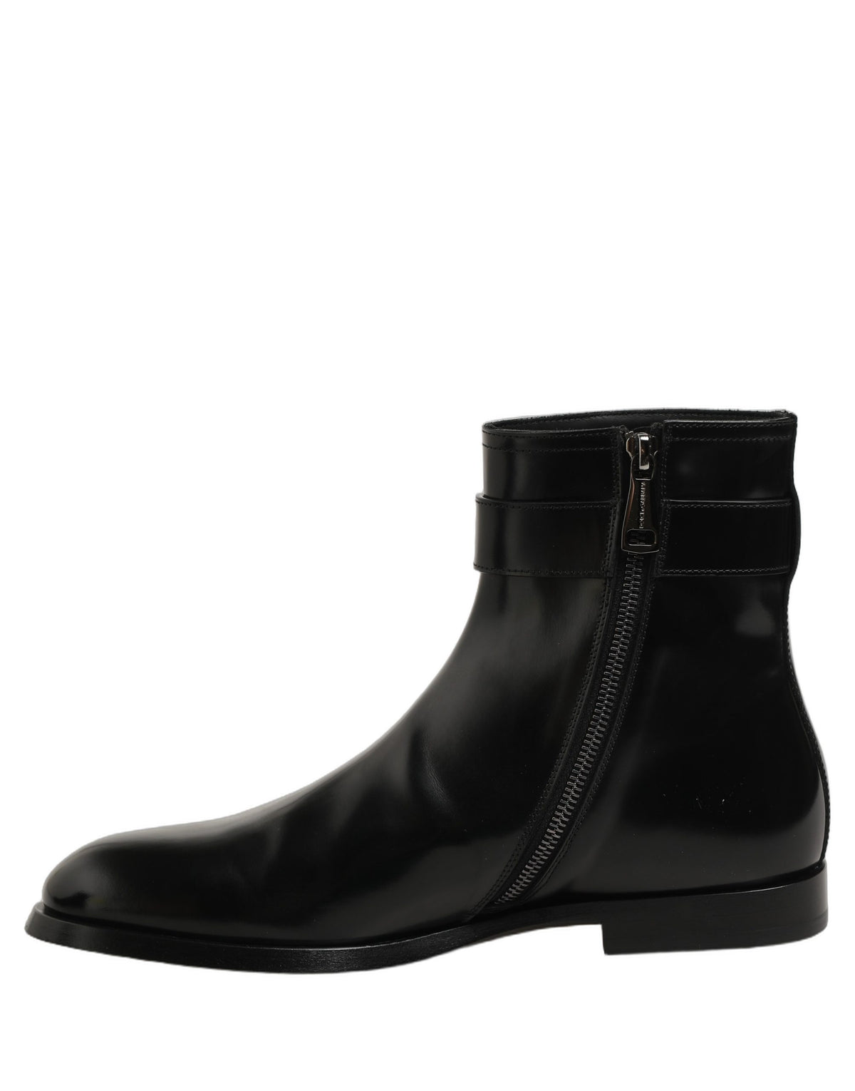 Dolce & Gabbana Black Leather Buckle Mid Calf Boots Men Shoes