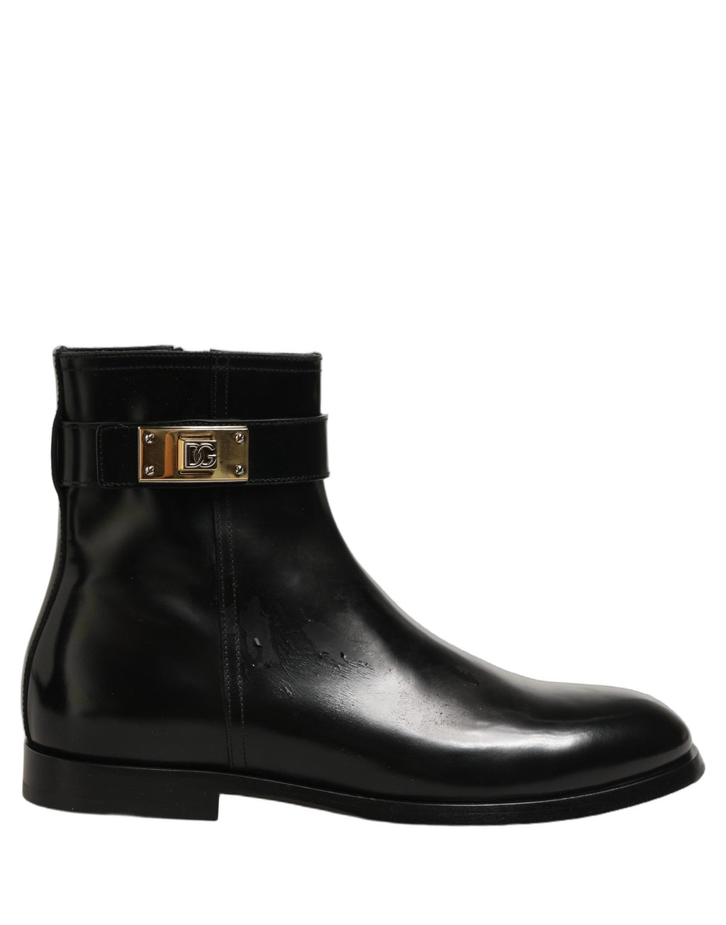 Dolce & Gabbana Black Leather Buckle Mid Calf Boots Men Shoes