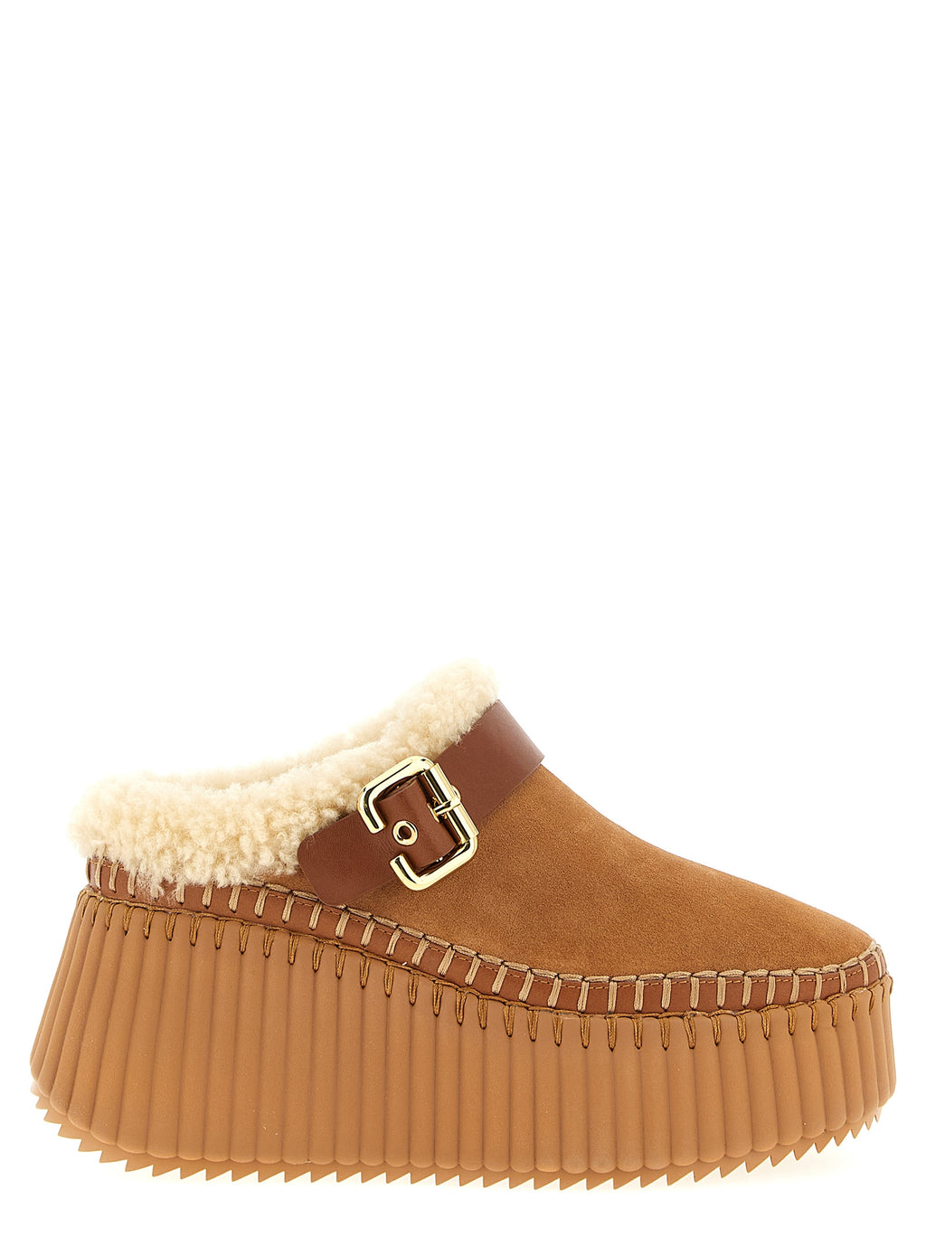 Chloé Brown Cowhide Wedge Sandals