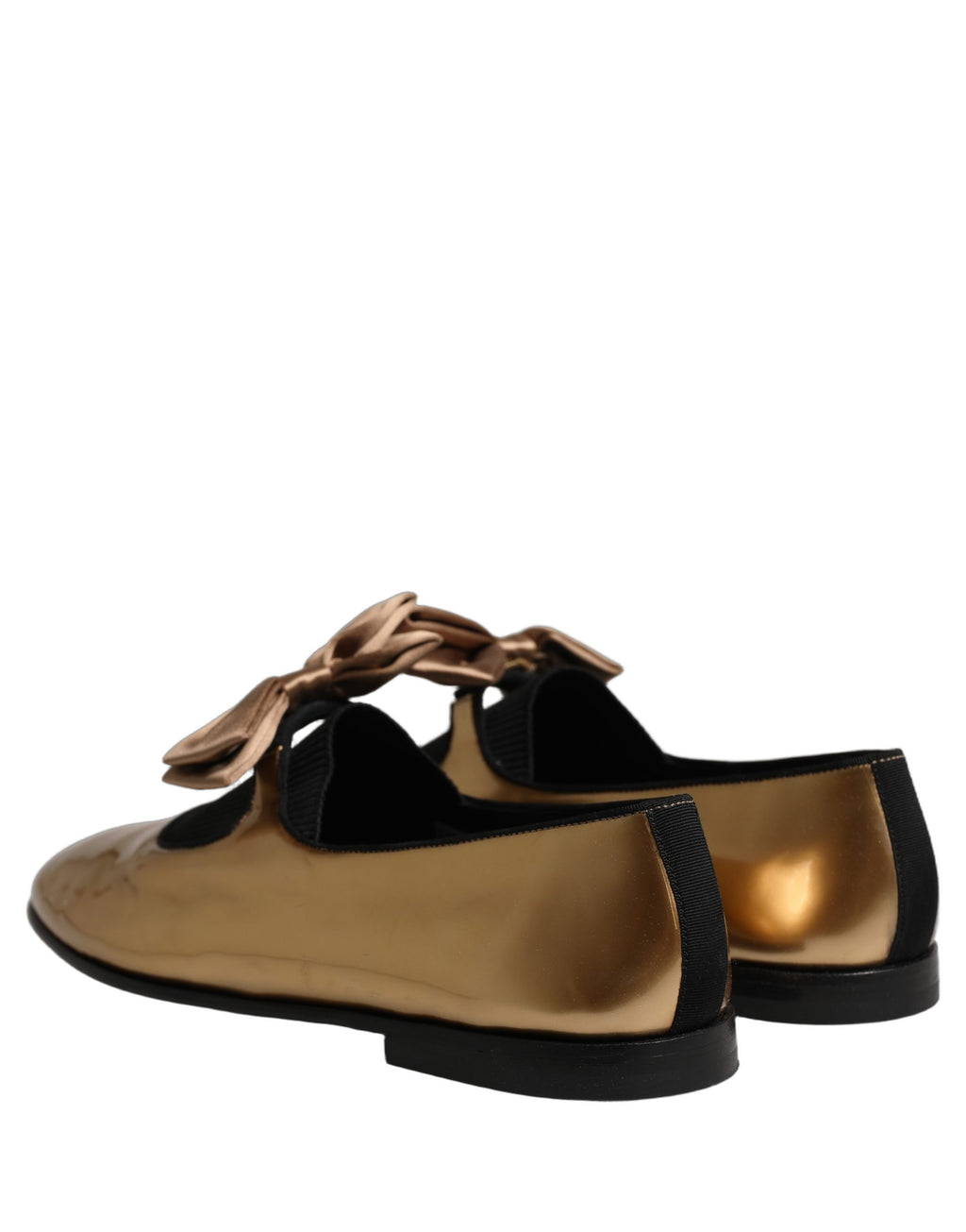 Dolce & Gabbana Metallic Gold Leather Flats Loafers Shoes