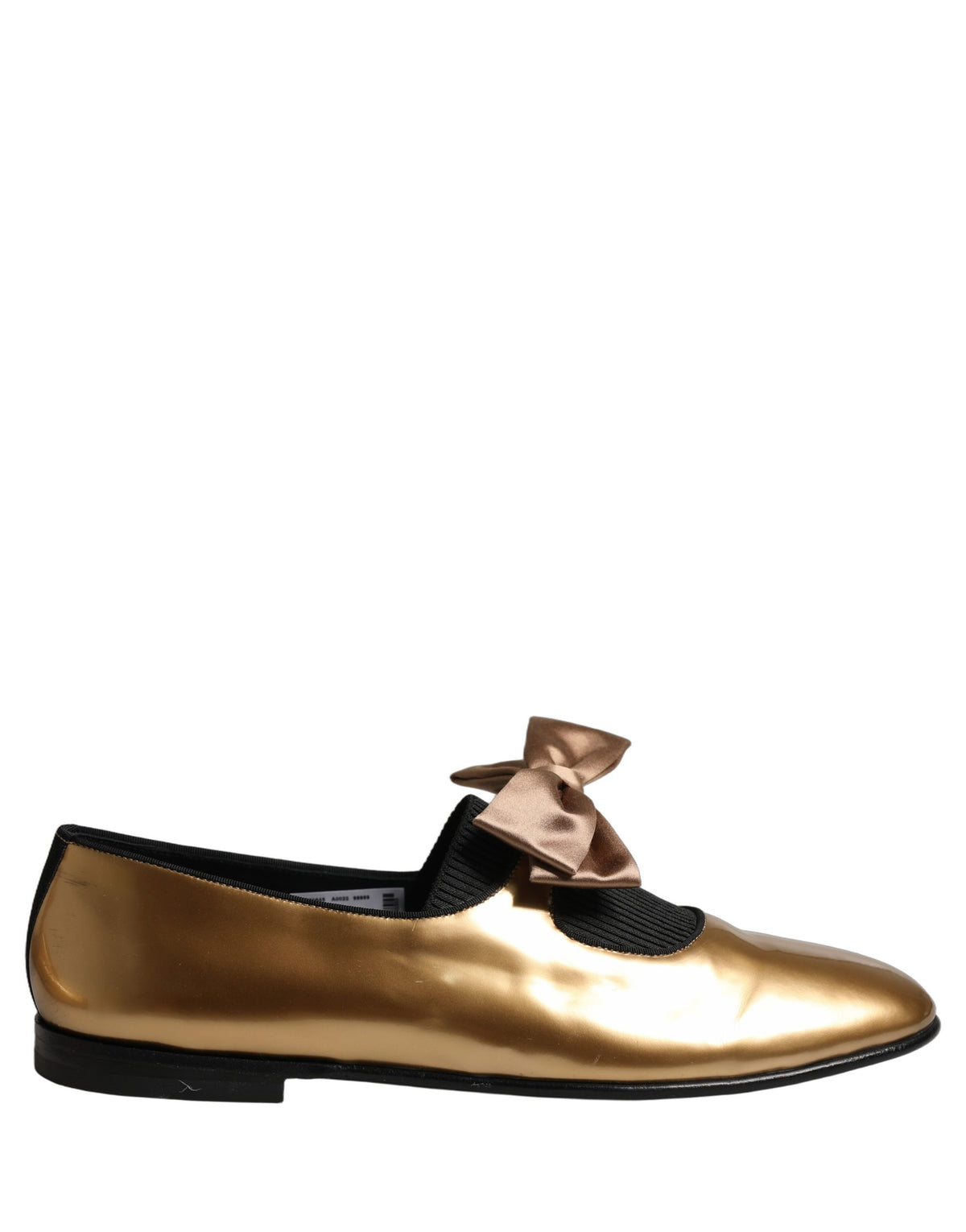 Dolce & Gabbana Metallic Gold Leather Flats Loafers Shoes
